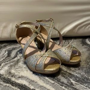 Gold Rhinestone Heels for Girls